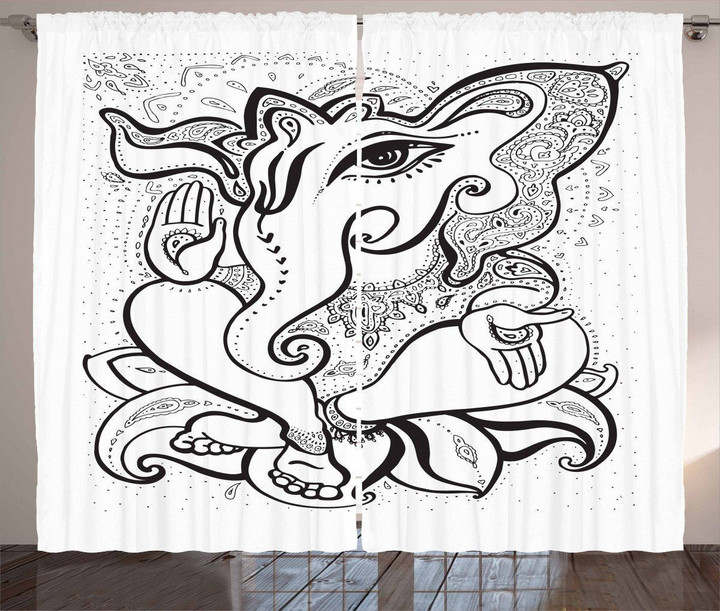 Oriental Symbol Elephant Pattern Window Curtain Home Decor