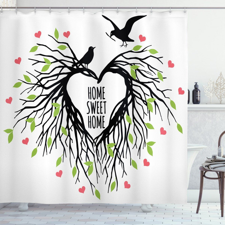 Romantic Bird Sweet Home Shower Curtain Home Decor