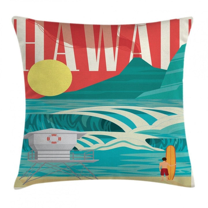 Hawaii Holiday Coast Pattern Printed Cushion Cover