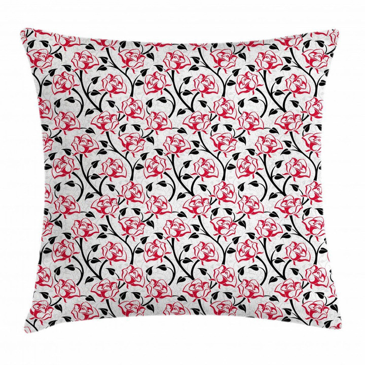 Romantic Roses Lovers Pattern Printed Cushion Cover