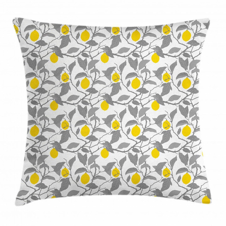 Greyscale Spring Tree Branch Art Pattern Printed Cushion Cover