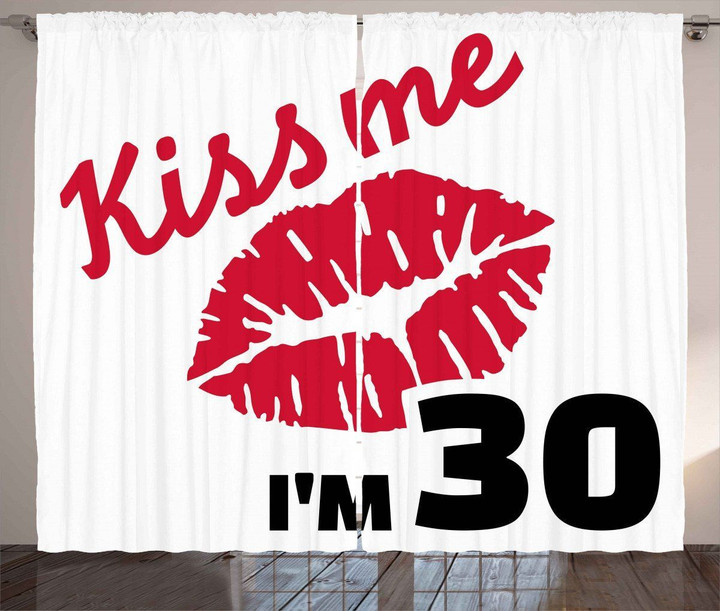 30th Birthday Kiss Pattern Window Curtain Home Decor