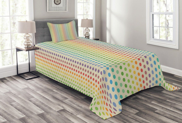 Colorful Dots Spectrum 3D Printed Bedspread Set