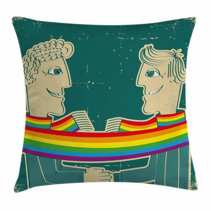 Gay Couple With Scarf Art Printed Cushion Cover