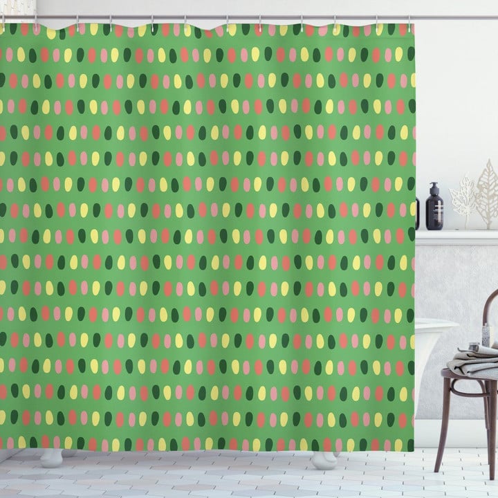 Vivid Oval In Green Pattern Shower Curtain Home Decor