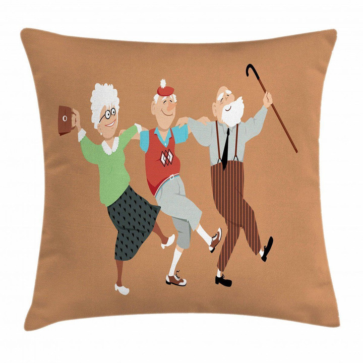 Senior Sirtaki Dance Funny Pattern Printed Cushion Cover
