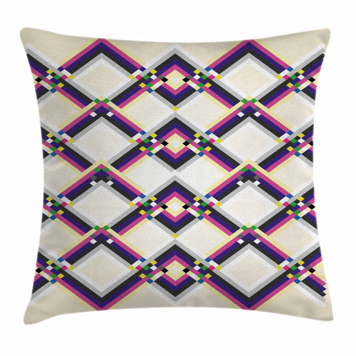 Diamond Linked Waves Art Printed Cushion Cover