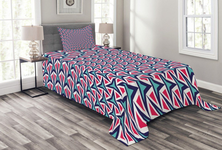 Retro Hipster Abstract 3D Printed Bedspread Set