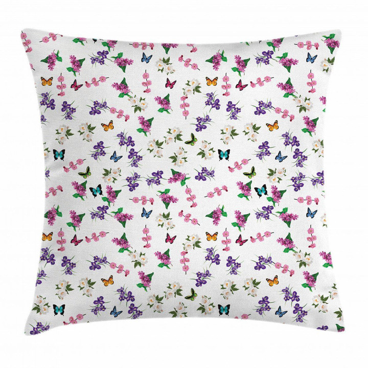 Bouquet Of Spring Flowers Pattern Printed Cushion Cover