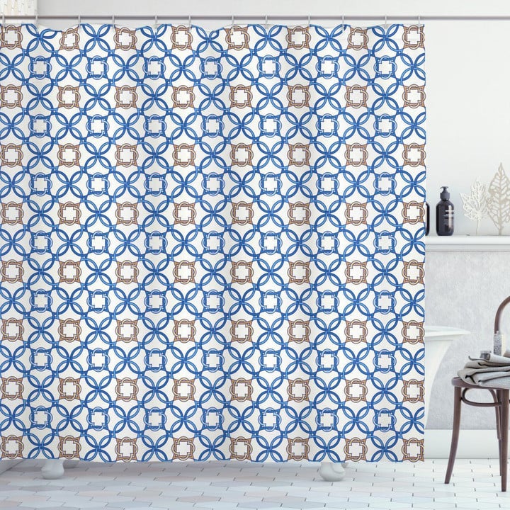 Delft Blue Square Unique Pattern Shower Curtain Home Decor