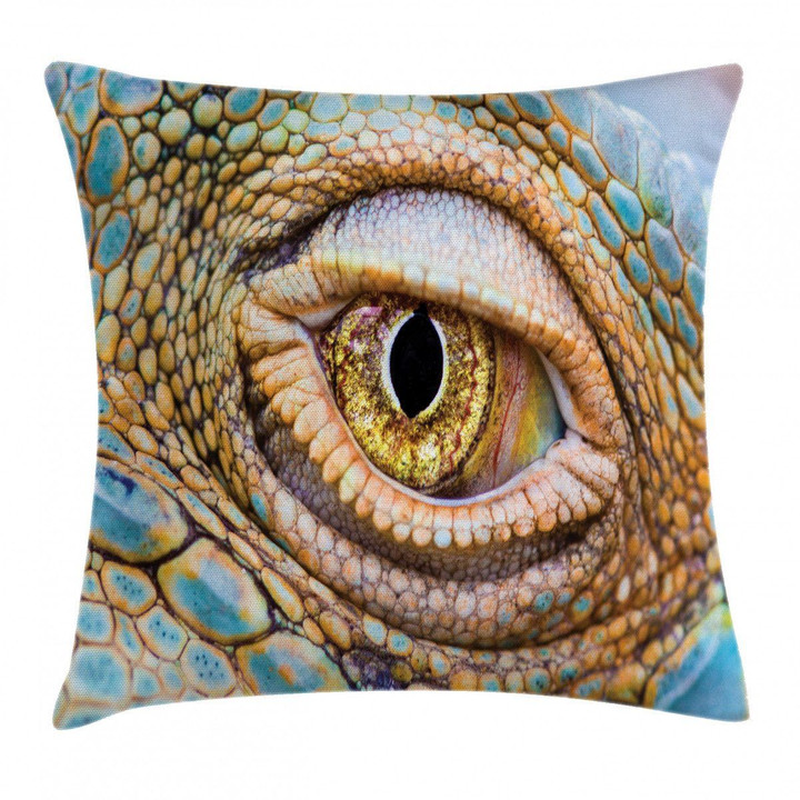 Tropic Reptiles Iguana Eye Art Printed Cushion Cover