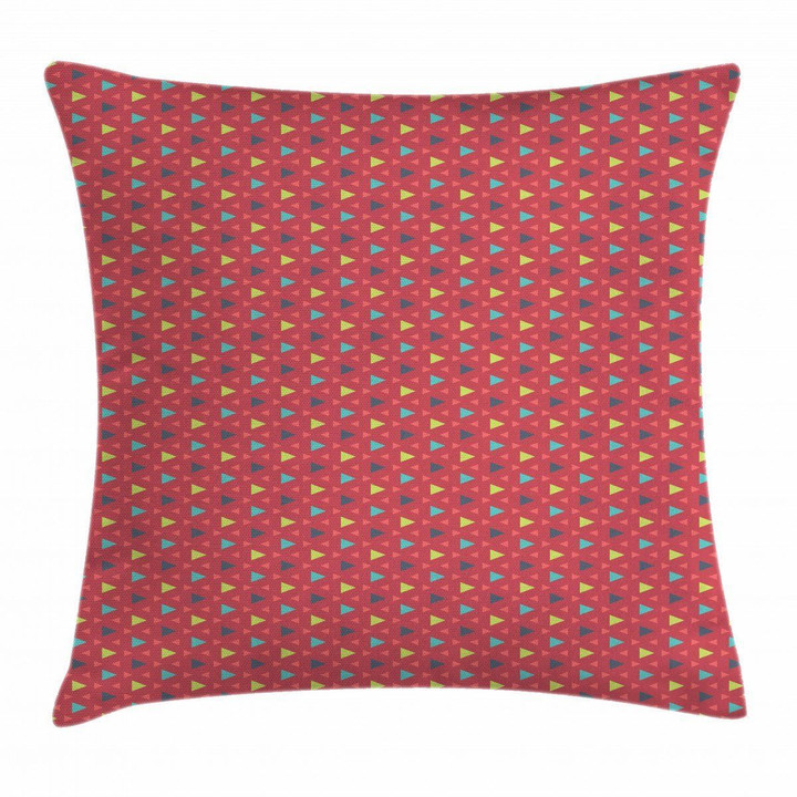Geometric Triangle Dark Pink Art Pattern Printed Cushion Cover