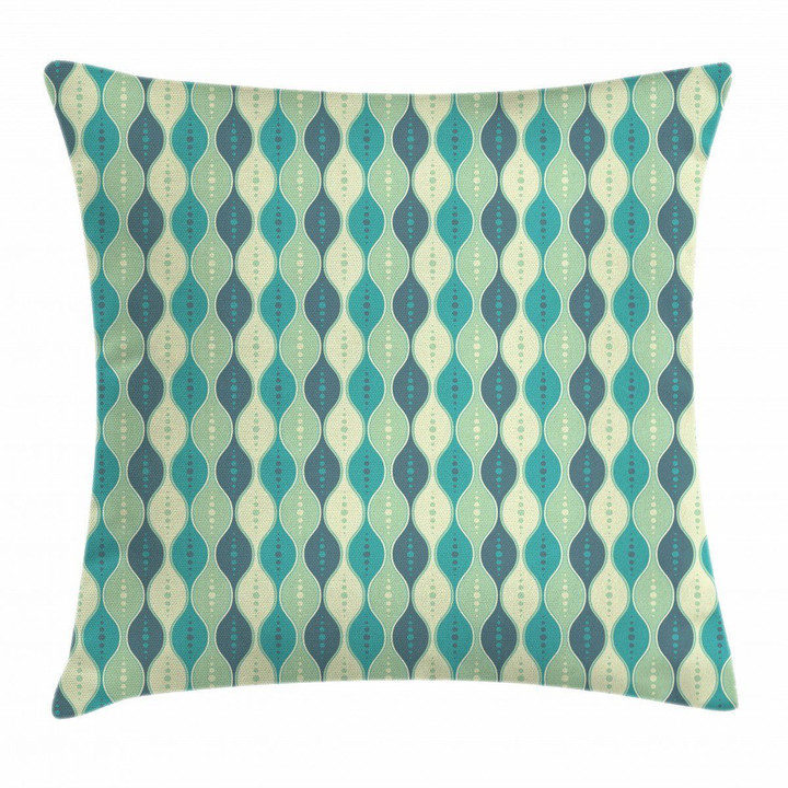 Oval Curved Lines Dots Pattern Printed Cushion Cover