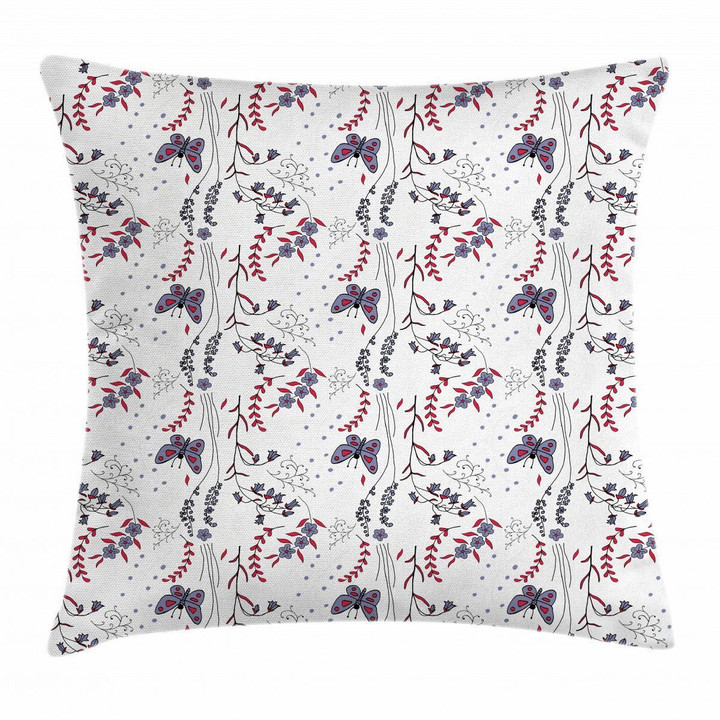 Floral Doodle Style Art Pattern Printed Cushion Cover