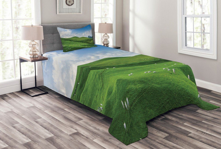 Sheep And Blue Sky 3D Printed Bedspread Set