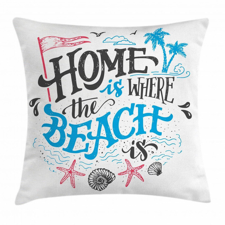 Tropical Summer Beach Seashell Pattern Printed Cushion Cover
