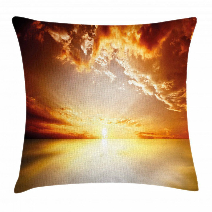 Tranquil Sunset Horizon Art Printed Cushion Cover