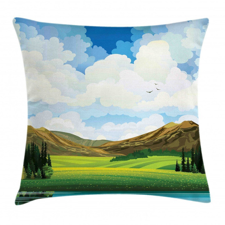 Summer Nature Landscape Art Pattern Printed Cushion Cover