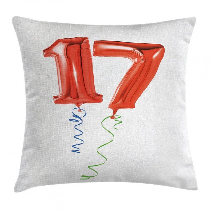 17 Party Red Balloons Pattern Printed Cushion Cover