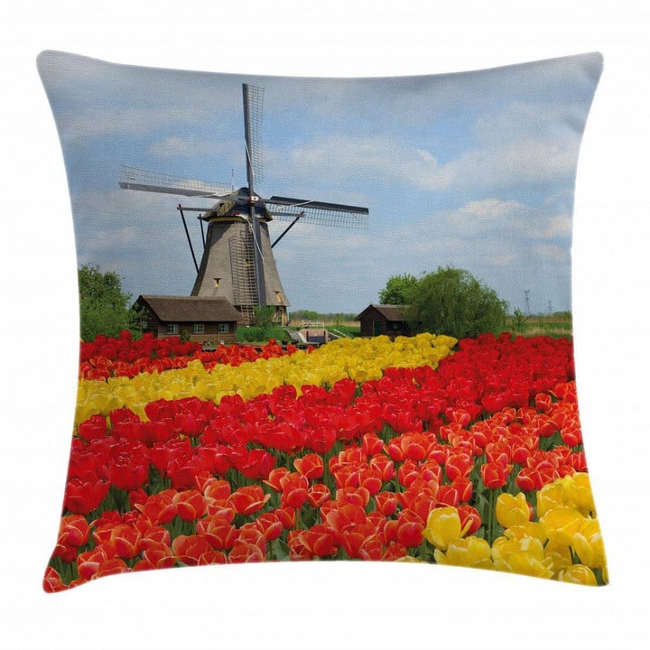 Northern Europe Garden Windmill Pattern Art Printed Cushion Cover