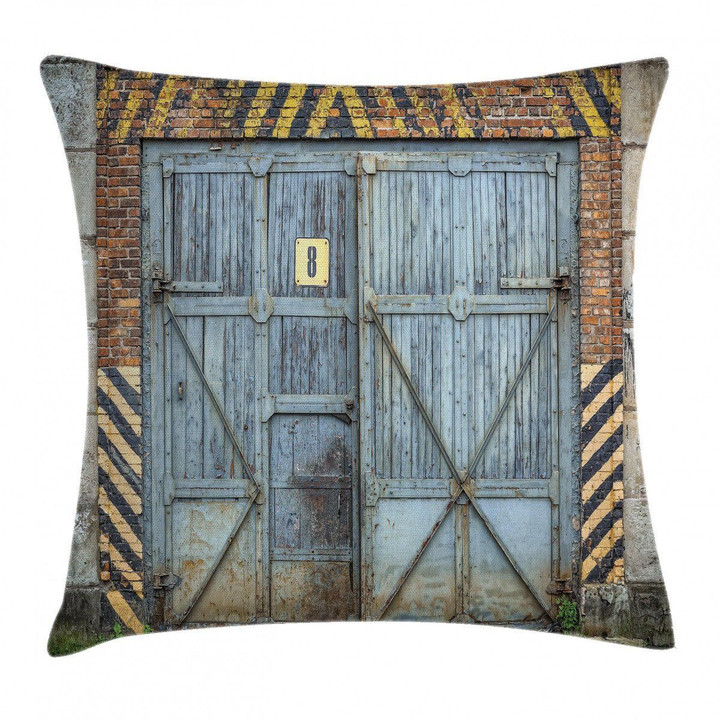 Aged Wooden Factory Art Pattern Printed Cushion Cover
