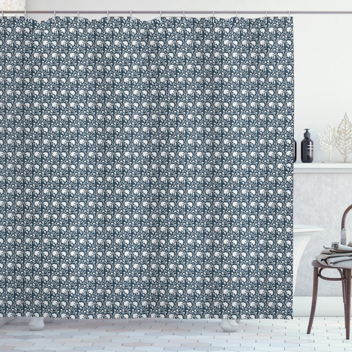 Heart Swirl Floral Branches Pattern Shower Curtain Home Decor