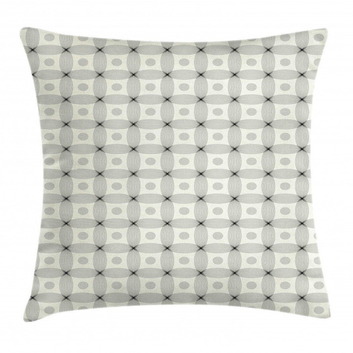 Thin Line Art Modern Grid Pattern Printed Cushion Cover