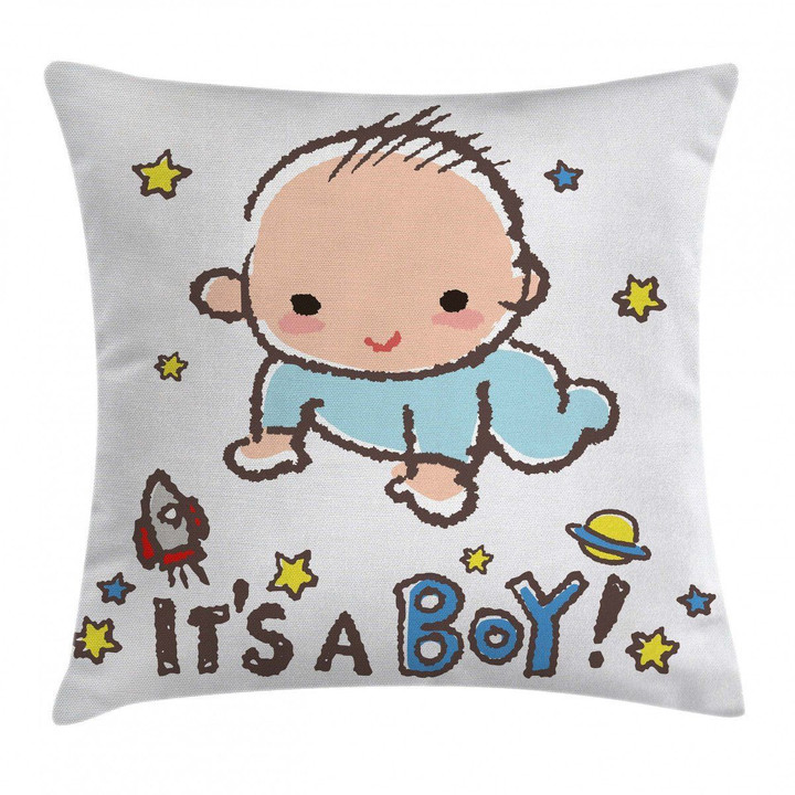 Baby Boy Gender Art Printed Cushion Cover