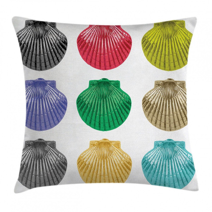 Seashells Composition Colorful Art Pattern Printed Cushion Cover