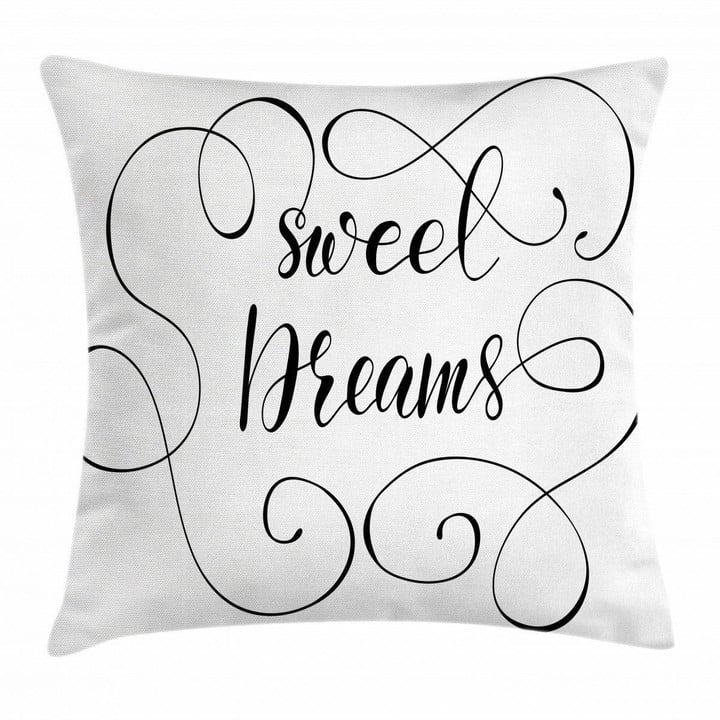 Romantic Curly Sweet Dreams Pattern Printed Cushion Cover