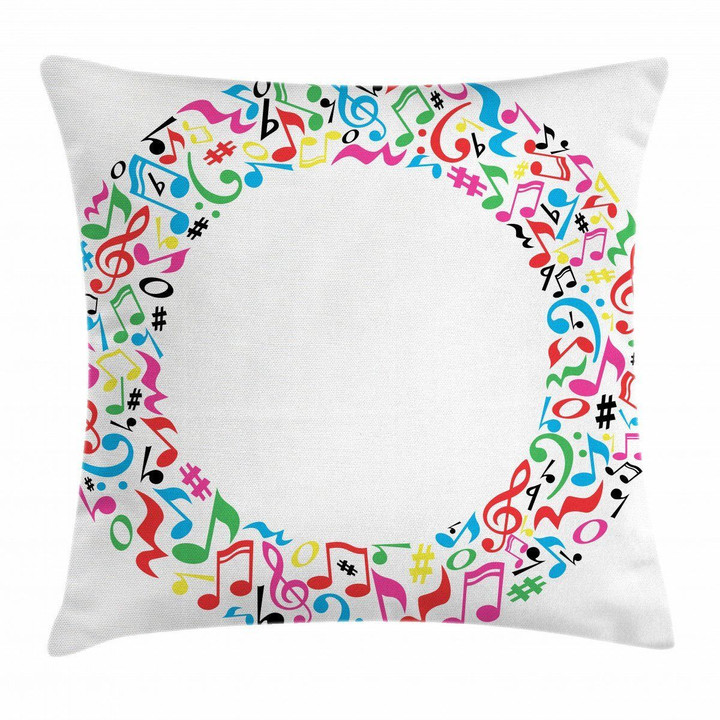 Alphabet Sign O Letter Music Pattern Printed Cushion Cover