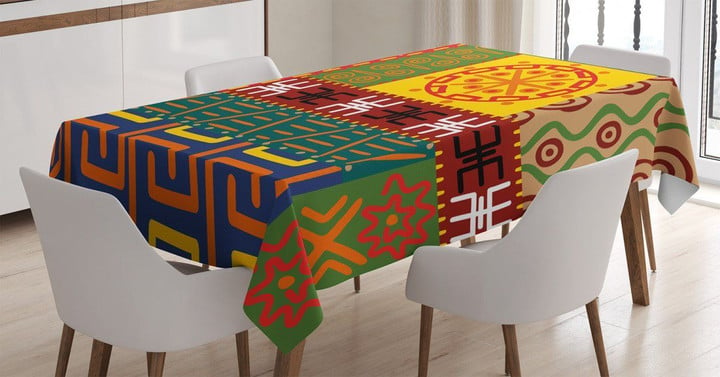 Primitive Tribal Ancient Culture Printed Tablecloth Home Decor