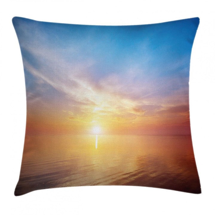 Horizon Seascape Bay Sunlight Pattern Printed Cushion Cover