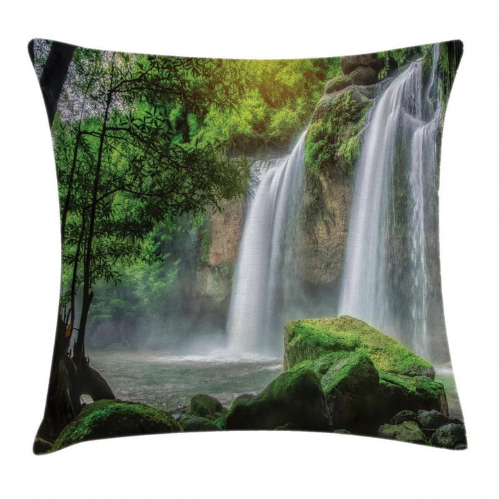 Waterfall Nature Exotic Art Pattern Printed Cushion Cover