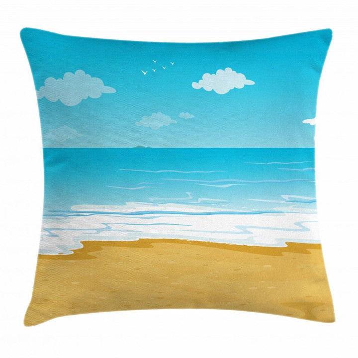 Sandy Beach Ocean Art Printed Cushion Cover