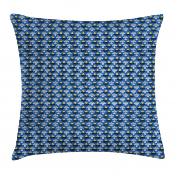 Simple Geometric Blue Pattern Art Printed Cushion Cover