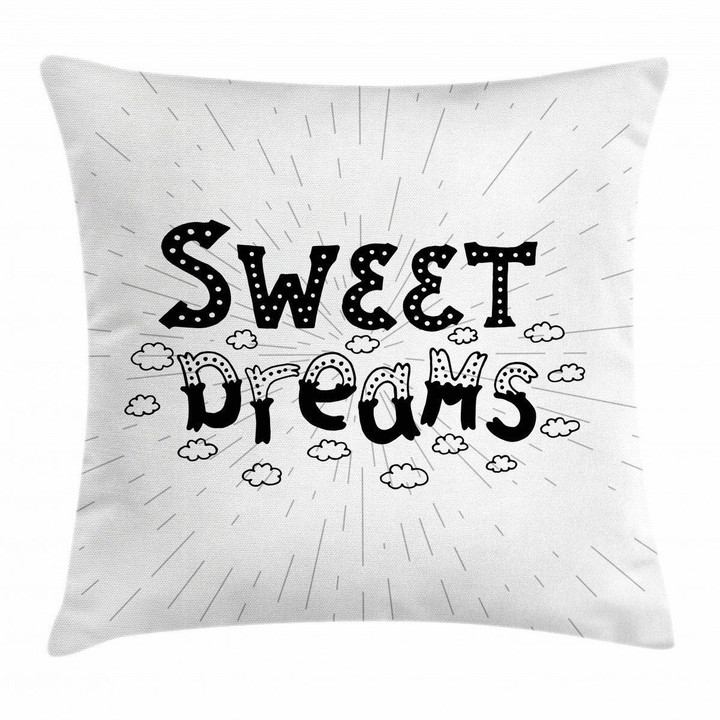 Retro Words Clouds Sweet Dream Pattern Cushion Cover