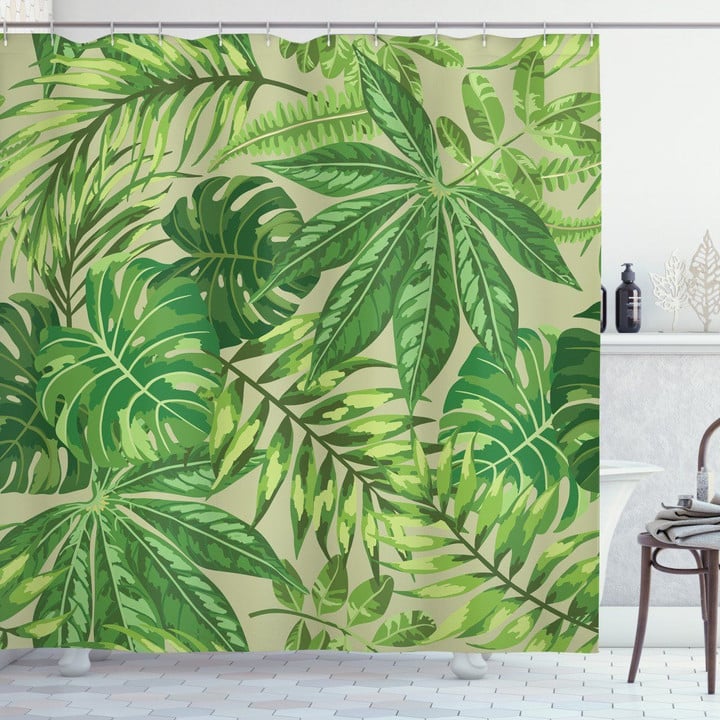 Fresh Jungle Aloha Pattern Shower Curtain Home Decor