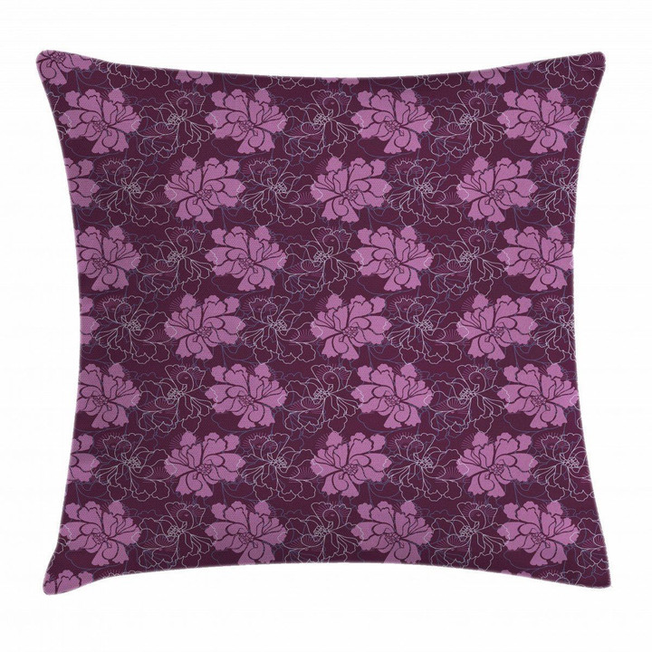Botanical Petal Purple Pattern Printed Cushion Cover