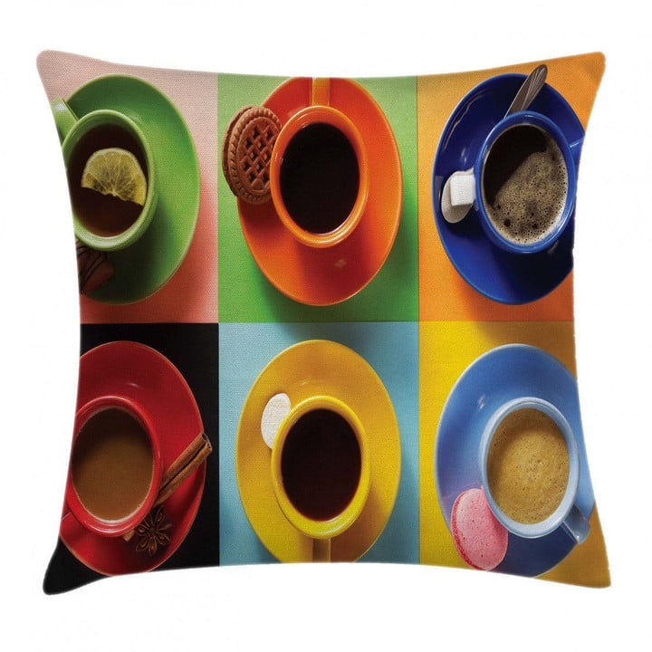 Coffee Cocoa Deserts Pattern Printed Cushion Cover