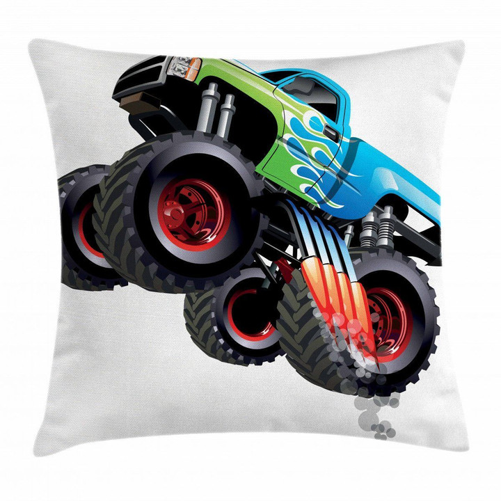 Monster Truck Cool Cartoon Pattern Cushion Cover