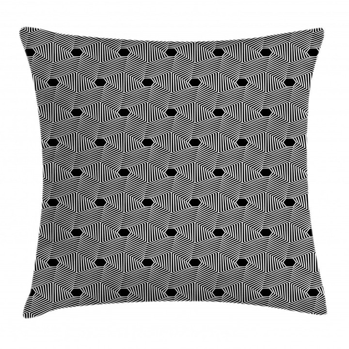 Spiraling Effect Hexagons Printed Cushion Cover Home Decor