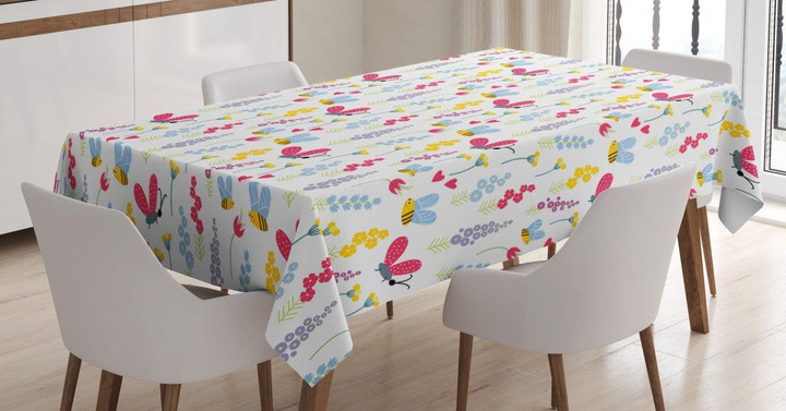 Natural Summer Flowers Printed Tablecloth Home Decor