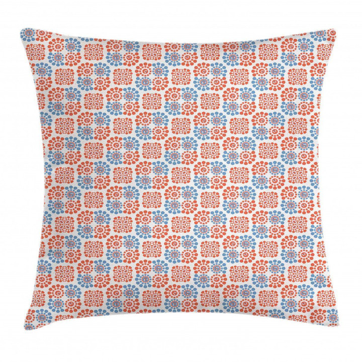 Abstract Bicolour Round Motif Pattern Printed Cushion Cover