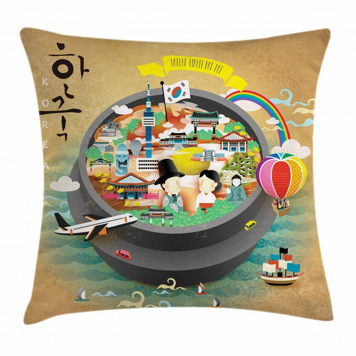 Cartoon Style Khimchi Pot Pattern Cushion Cover