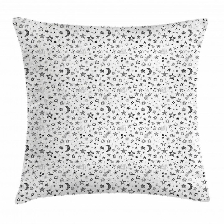 Stars And Crescent Moon White Background Pattern Cushion Cover