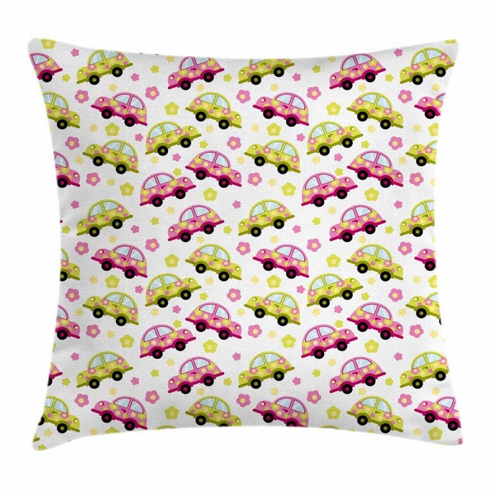 Hippie Spring Daisies Pattern Printed Cushion Cover