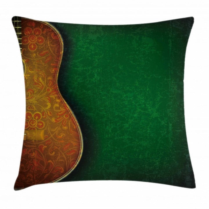 Floral Acoustic Green And Brown Art Pattern Printed Cushion Cover