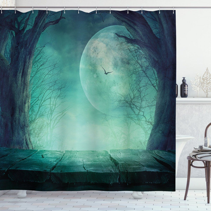 Spooky Forest Halloween Pattern Shower Curtain Home Decor