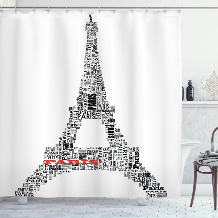 Paris France Tour Eiffel Pattern Shower Curtain Home Decor